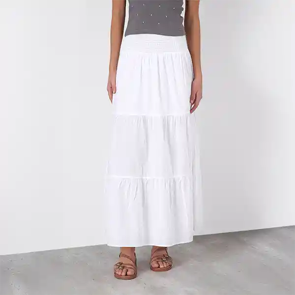 Falda Larga Panal Blanco M Mujer Raindoor