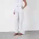 Pantalón Rayas Lino Azul L Mujer Raindoor