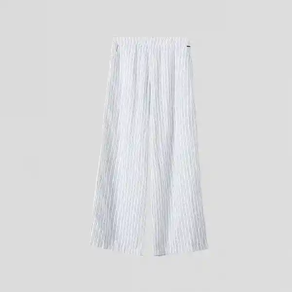 Pantalón Rayas Lino Azul L Mujer Raindoor