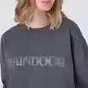 Polerón Crew Neck Logo Parche Gris M Mujer Raindoor