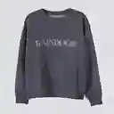 Polerón Crew Neck Logo Parche Gris M Mujer Raindoor