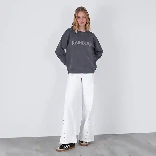 Polerón Crew Neck Logo Parche Gris M Mujer Raindoor