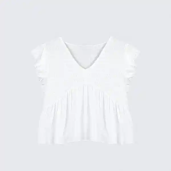 Blusa Manga Corta Lurex Blanco M Mujer Raindoor