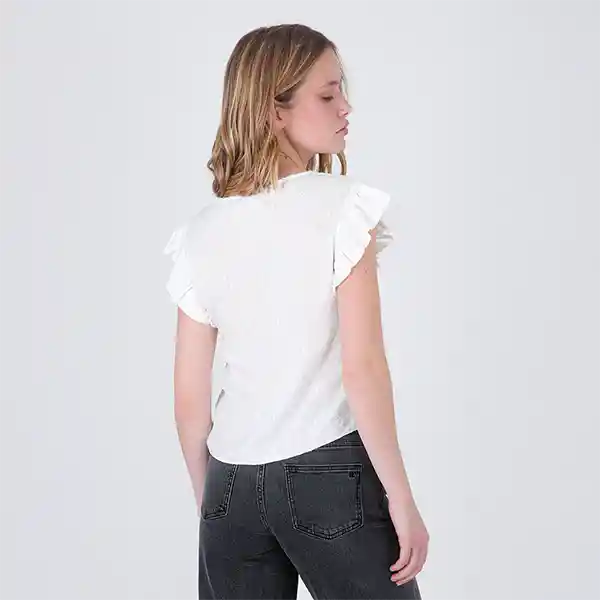 Blusa Manga Corta Lurex Blanco M Mujer Raindoor