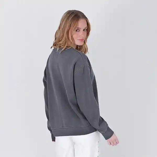 Polerón Crew Neck Logo Parche Gris M Mujer Raindoor