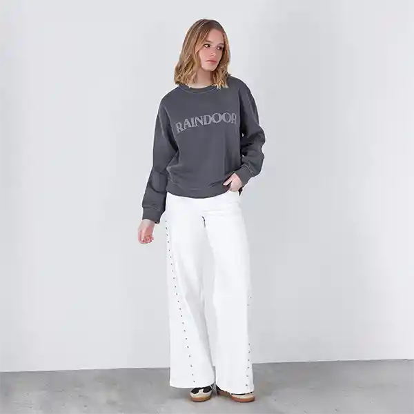 Polerón Crew Neck Logo Parche Gris M Mujer Raindoor