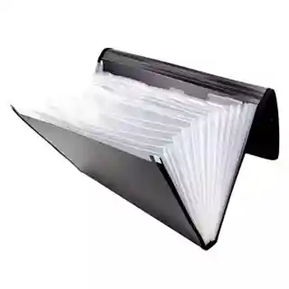 Carpeta Con 12 Fuelle Oficio Negra Cierre Con Elástico Jm