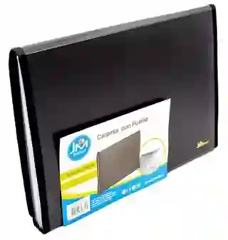 Carpeta Con 12 Fuelle Oficio Negra Cierre Con Elástico Jm