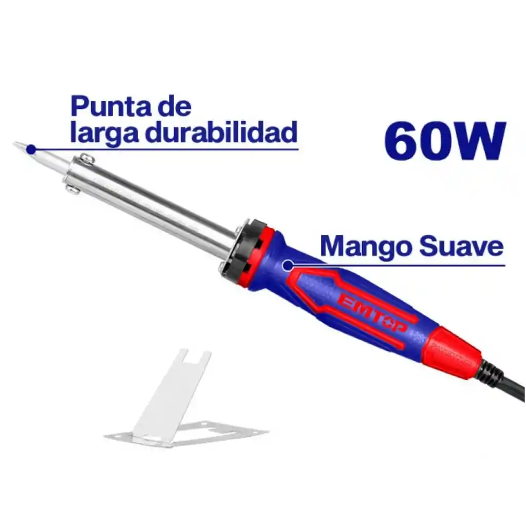 Soldador Eléctrico Cautín De Punta Recta 60w Emtop