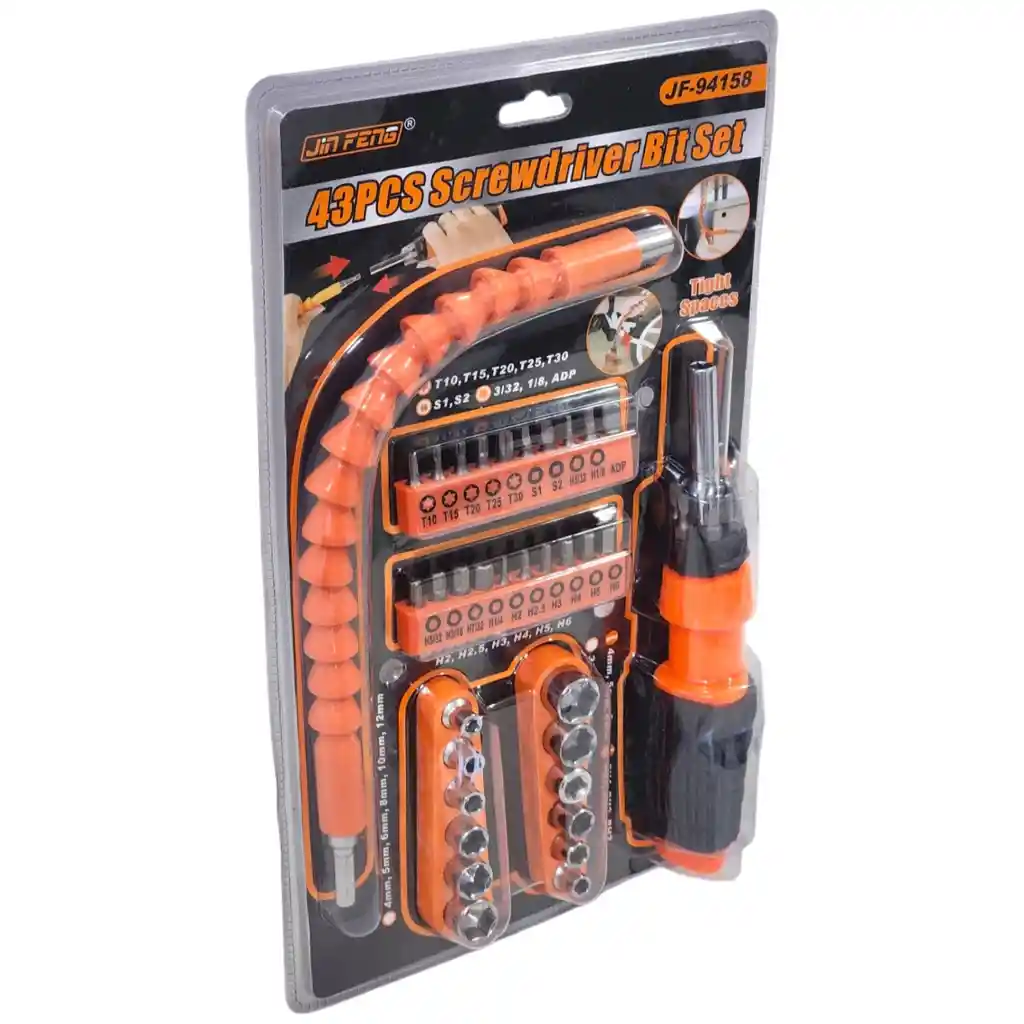 Set Destornillador Dados Extensión Flexible 43 Unidades