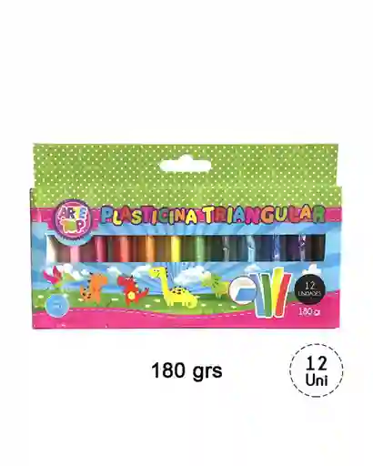 Plasticina Triangular 12 Colores - No Toxica- Arte Pop 180 Gr
