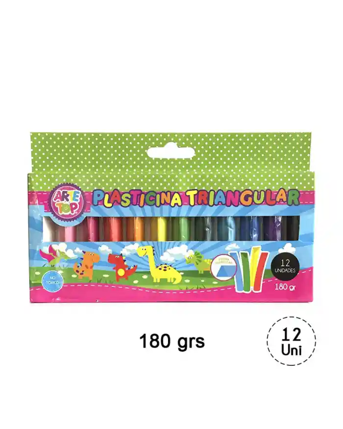 Plasticina Triangular 12 Colores - No Toxica- Arte Pop 180 Gr