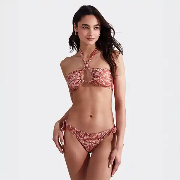 Bikini Paradiso Strapless Hojas L Terracota