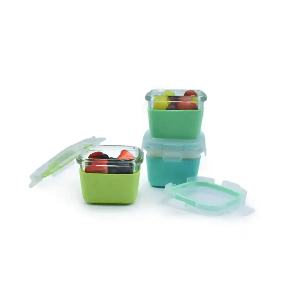 Pack De 3 Recipientes De Vidrio Con Funda Melii