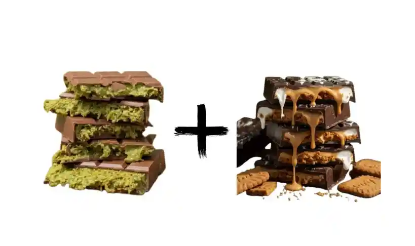 Pack Barras 2x: Pistacho Dubai Chocolate Amargo + Barra S'more