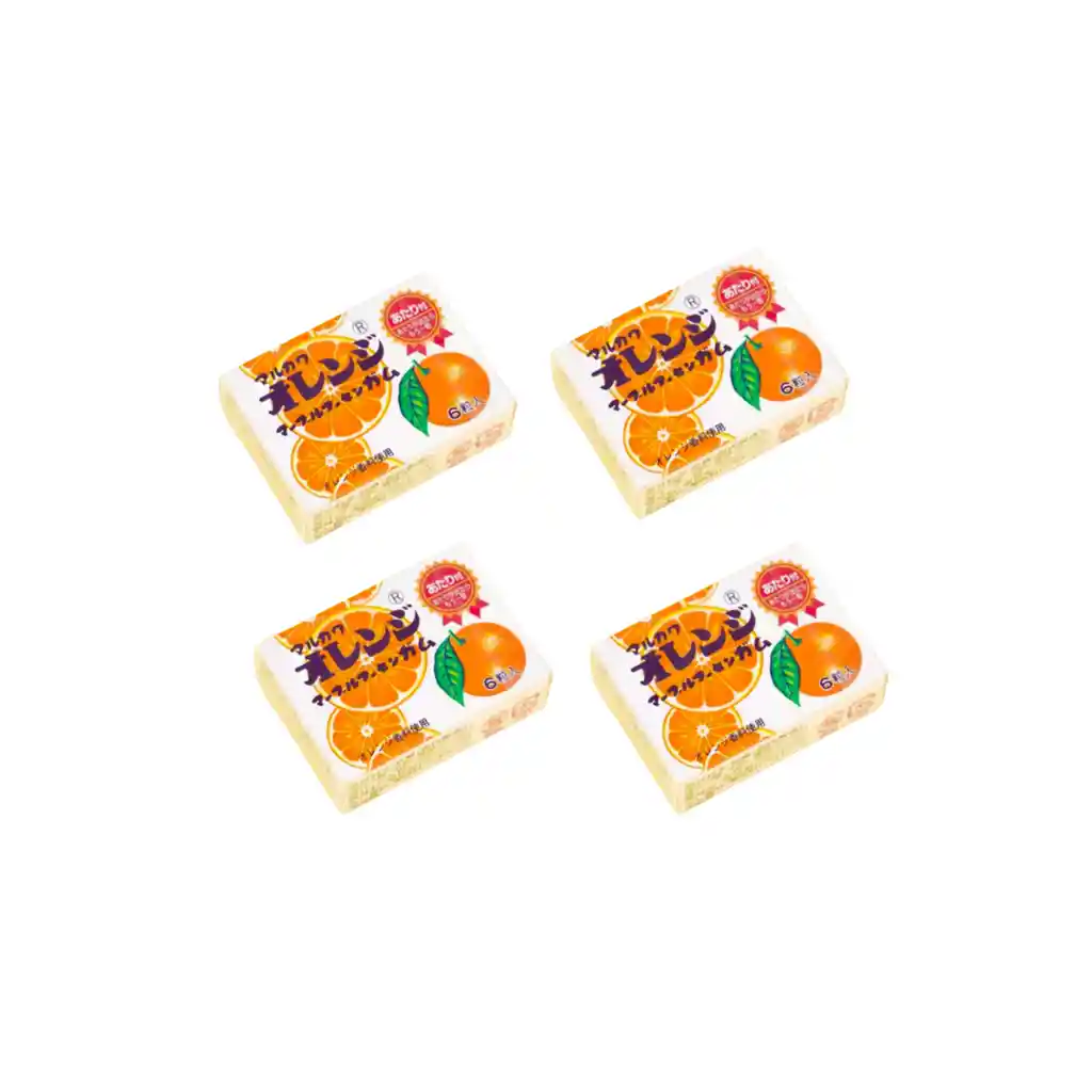 Pack 4 Chicles Mármol Naranja Marukawa 38 Gr 6 Unid.