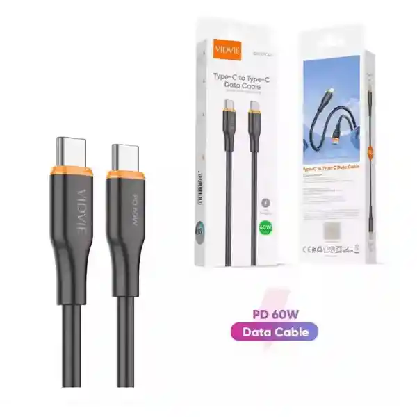 Cable Tipo C A Usb-c Carga Rápida 60w 1 Metro Vidvie
