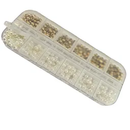 Estuche Cuentas 12compartimientos Blancas Y Doradas 30grs