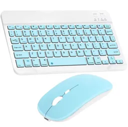 Kit De Teclado Y Mouse Bluetooth 10 Pulgadas Celeste