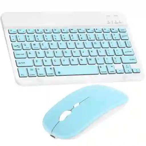 Kit De Teclado Y Mouse Bluetooth 10 Pulgadas Celeste
