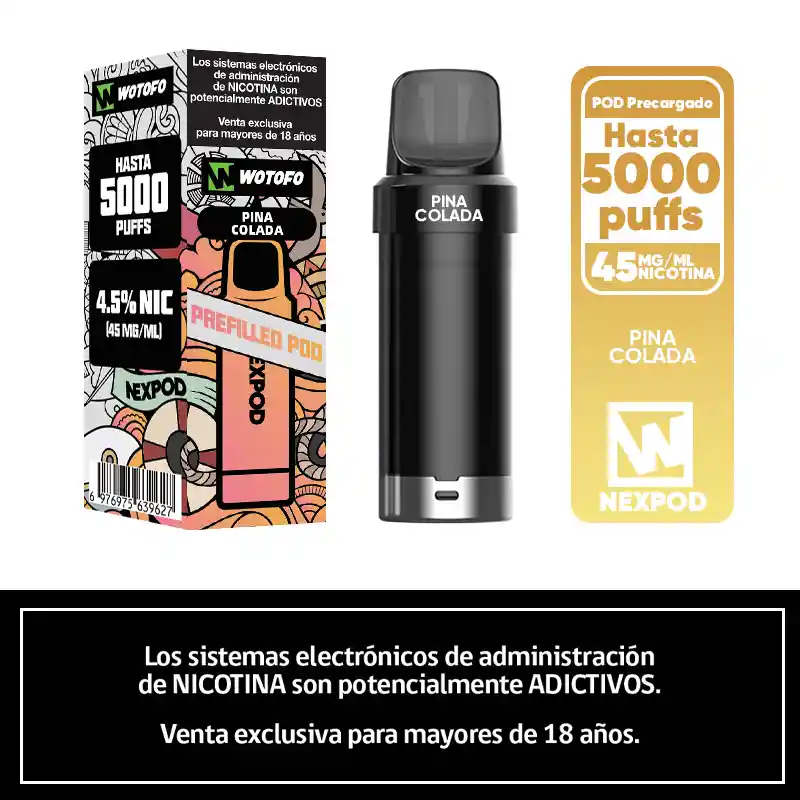 Wotofo Nexpod Recarga Piña Colada 5000 Puffs 4.5%