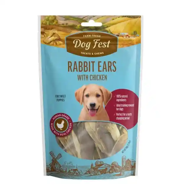 Dog Fest Rabbit Ears With Chicken 90g.