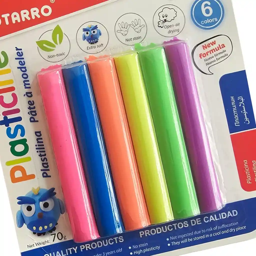 Plastilina Colores Neon 6unds Eco Tecnoligica 70grs