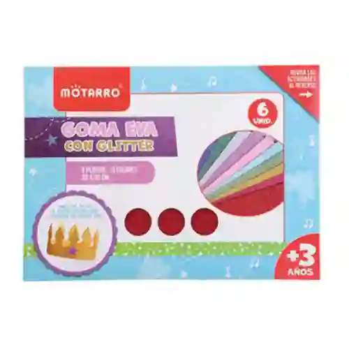 Block De Goma Eva Con Glitter 6 Und