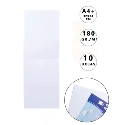 Block De Cartulina Blanca A4 + 10 Hojas