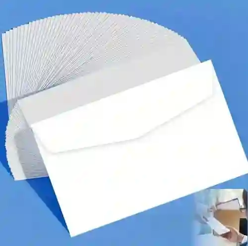 50 Sobre Para Carta Tamaño Americano 10cmx23cm 90 Gr Blanco Sobre Americano