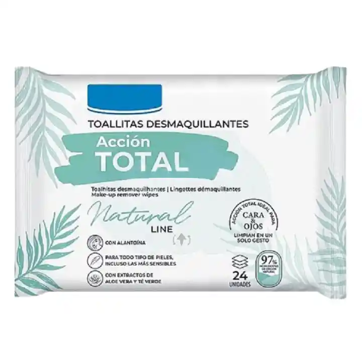 Toallitas Desmaquillantes Natural Line Todo Tipo Pieles 24 Pcs