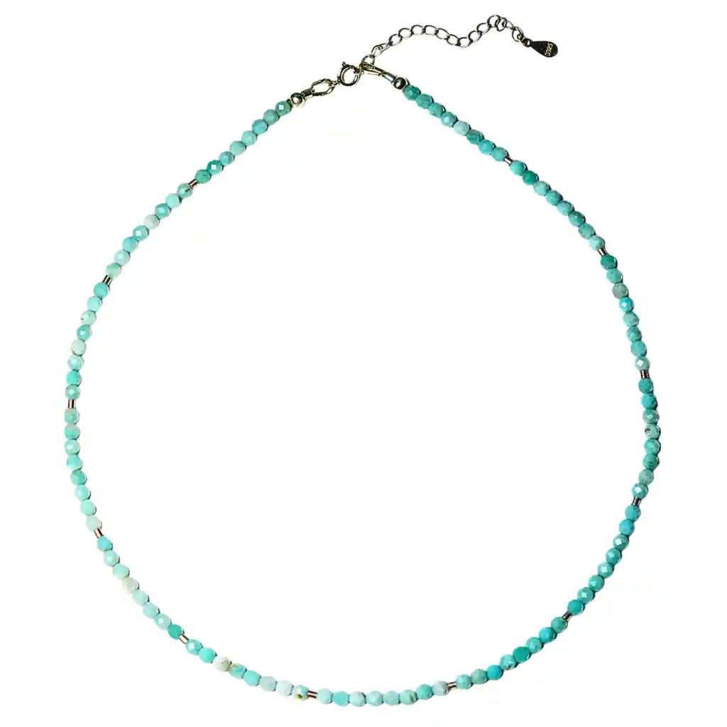 Collar Gargantilla Aguamarina 4mm Plata Fina 925 Terranova