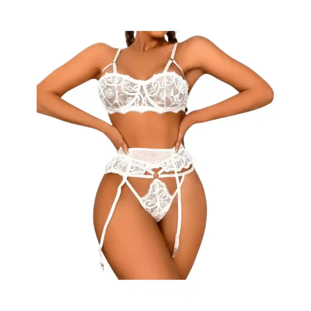 Conjunto De Encaje Blanco Javiera Talla L
