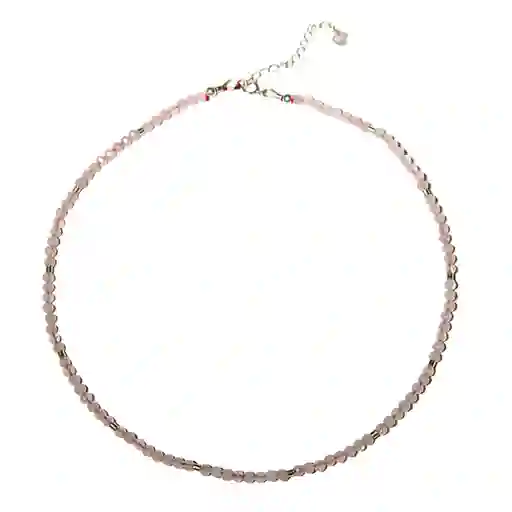 Collar Gargantilla Cuarzo Rosa 4mm Plata Fina 925 Terranova