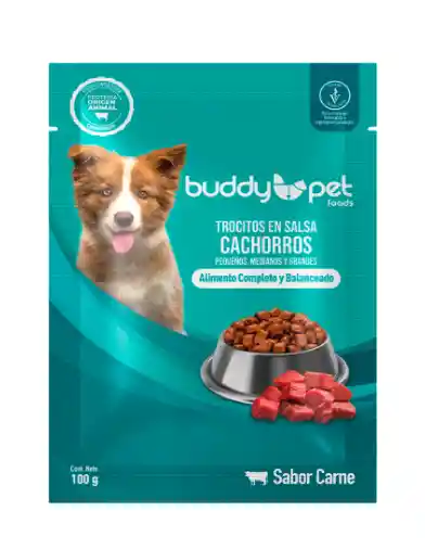 Buddy Pet Perro Cachorros Trocitos En Salsa 100gr	