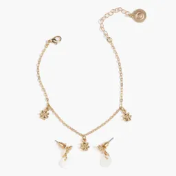 Set Pulsera Y Aros Soles Dorado