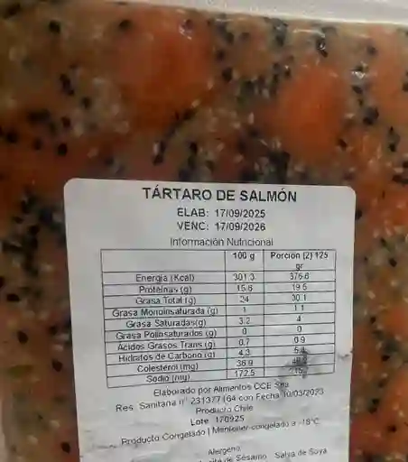 Tartaro De Salmón Congelado 250 Gr