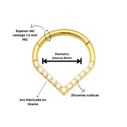 Piercing Septum Daith Lagrima 8mm Titanio Astm F 136 Chapado En Oro