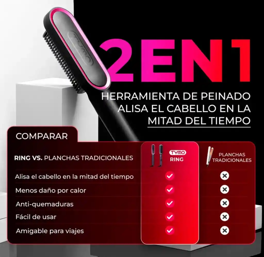 Cepillo Alisador De Cabello Tymo Hc100