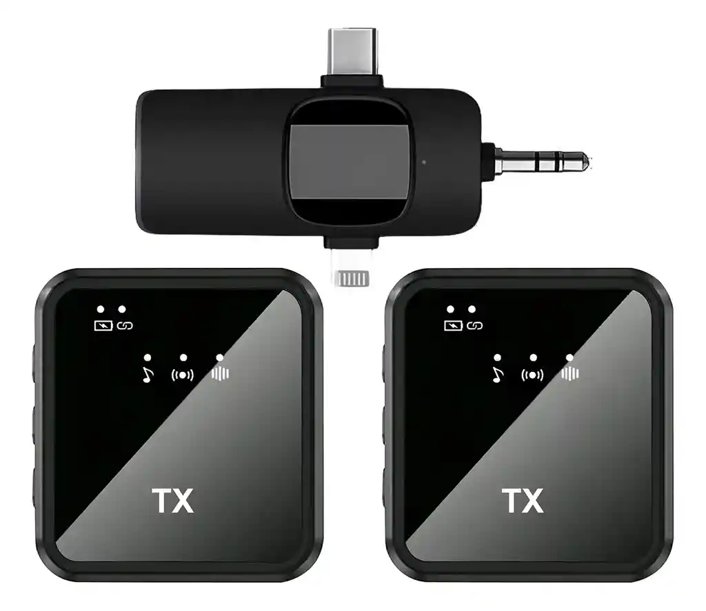Pack 2 Microfonos Inalambrico 3 En 1 Para Iphone Android Pc