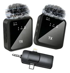 Pack 2 Microfonos Inalambrico 3 En 1 Para Iphone Android Pc