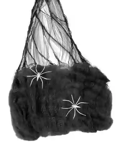 Decoracion Halloween Tela Araña Negro