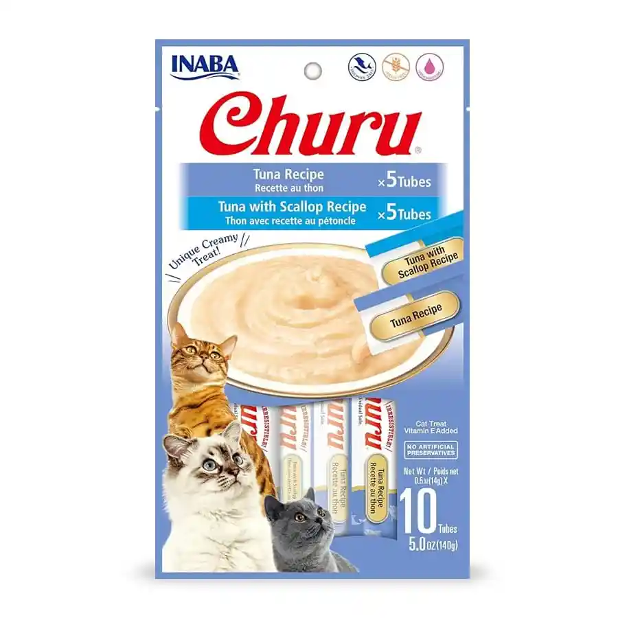 Snack Gato Churu Atun + Atun Con Ostiones 10 Tubos