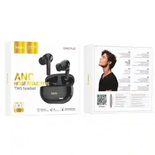 Audífonos Bluetooth Hoco Ew60 Plus Anc In Ear Negro - Cancelacion De Ruido