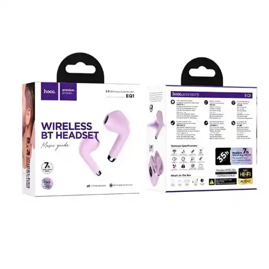 Audífonos In Ear Bluetooth Hoco Eq1 Morado