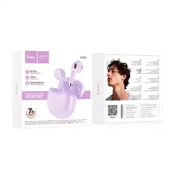 Audífonos In Ear Bluetooth Hoco Ew61 True Wireless Morado