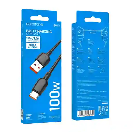 Cable Usb A Tipo C 100w Borofone Bx93 Negro