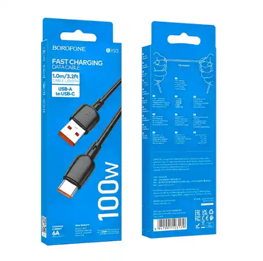 Cable Usb A Tipo C 100w Borofone Bx93 Negro