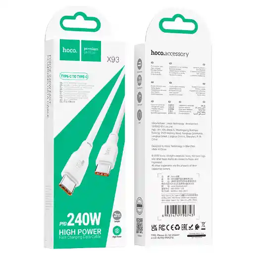 Cable Tipo-c A Tipo-c “x93 Force” Pd 240w Carga Rápida