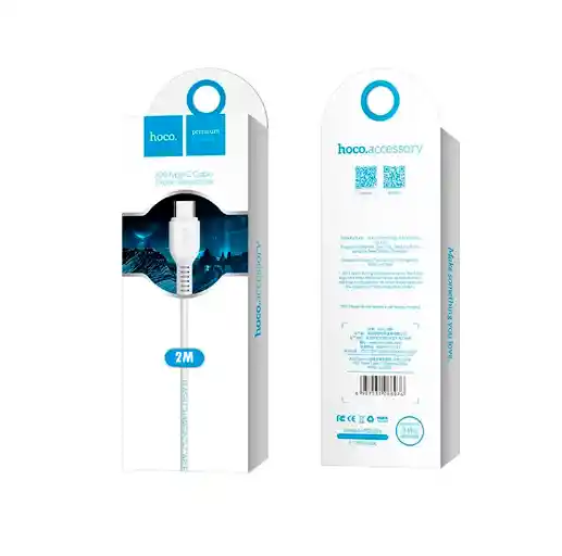 Cable Usb A Tipo C Hoco X20 Flash 2 Metros Blanco